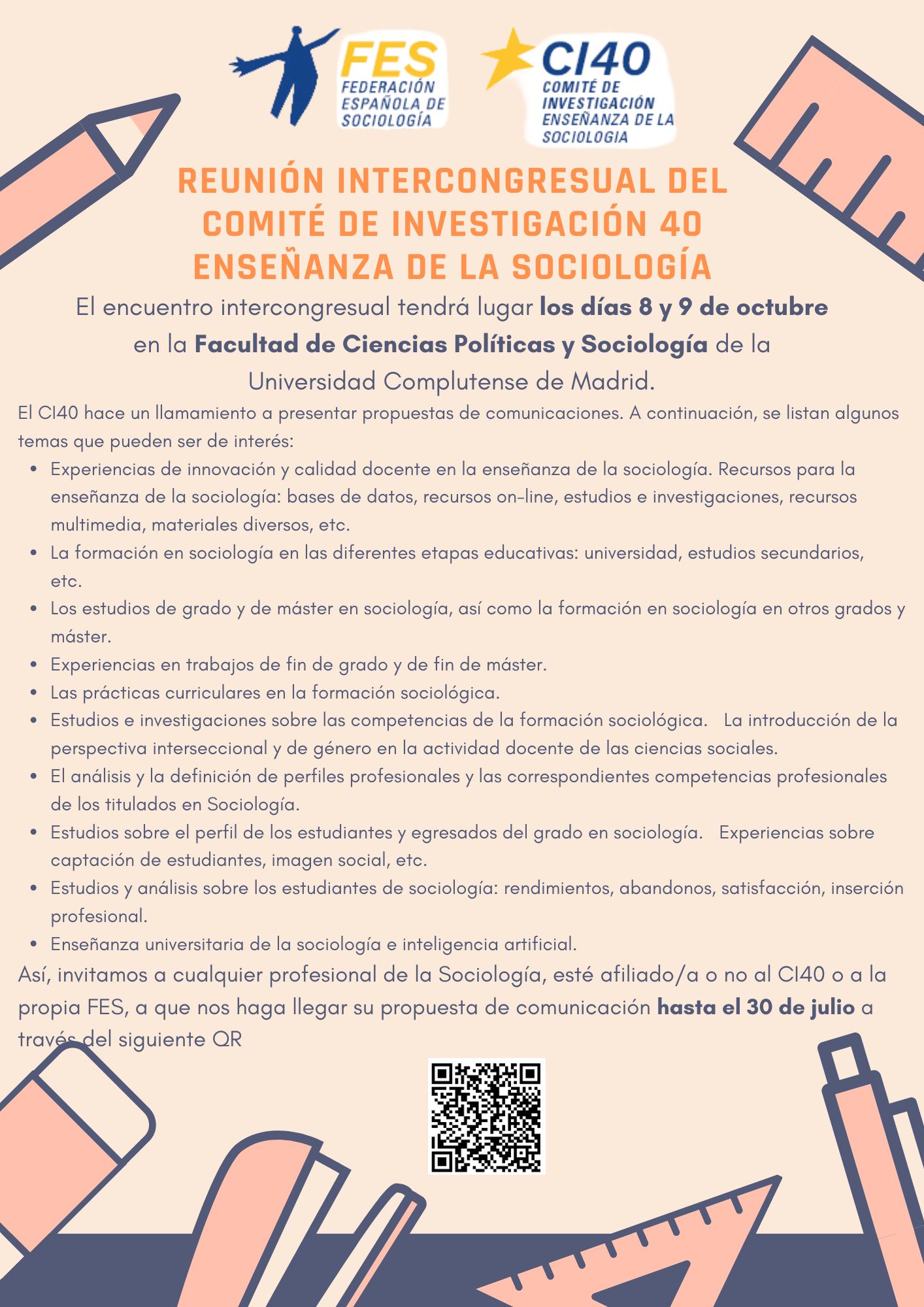 Encuentro intercongresual 2025 del Comité de Investigación 40 (Enseñanza de la Sociología) de la Federación Española de Sociología